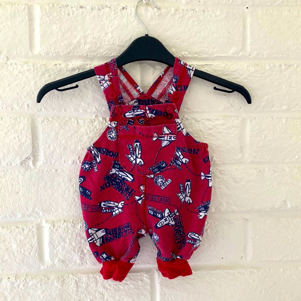 Vintage Circe Infant Red Airplane Overalls